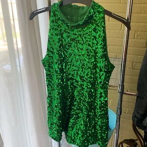 Green Alexandra Mock Neck Sequin Tank